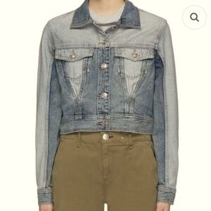 Current/Elliott The Reversed Jean Jacket In Two Tone Denim Size Size Small